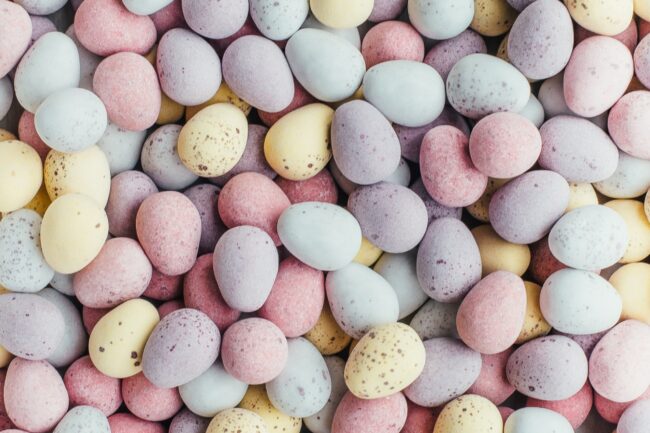 white, purple, and yellow stones